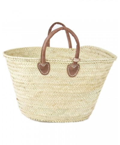 Moroccan Market Basket/Brown Leather Handle/Pink & Multi Color Pom Pom Accessory $26.18 Totes