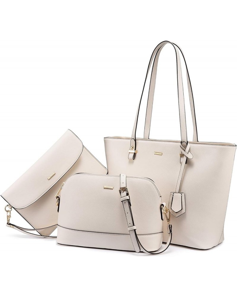 Purses and Handbags for Women Fashion Tote Bags Shoulder Bag Top Handle Satchel Bags 3pcs-1 Beige $20.06 Totes