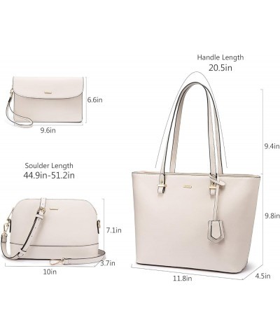 Purses and Handbags for Women Fashion Tote Bags Shoulder Bag Top Handle Satchel Bags 3pcs-1 Beige $20.06 Totes