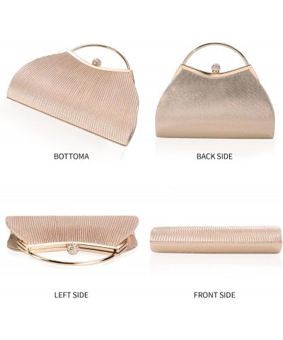 Womens Clutch Purse Evening Bags for Wedding, Prom, Party Champagne Gold B $17.99 Evening Bags