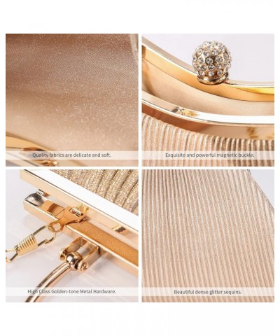 Womens Clutch Purse Evening Bags for Wedding, Prom, Party Champagne Gold B $17.99 Evening Bags