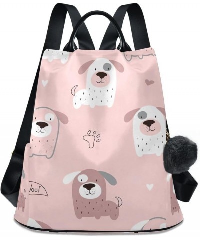 Cute Sheep Singer and Dog Women's Backpack Purse Anti Theft Casual Fashion Bag with Pompom Funny Pink White Dogs $20.67 Backp...