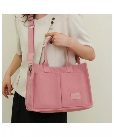 Canvas Tote Bag with Multi Pockets Everything Tote for Women Church Bag Mommy Diapper Bag with Compartments Pink $29.44 Totes