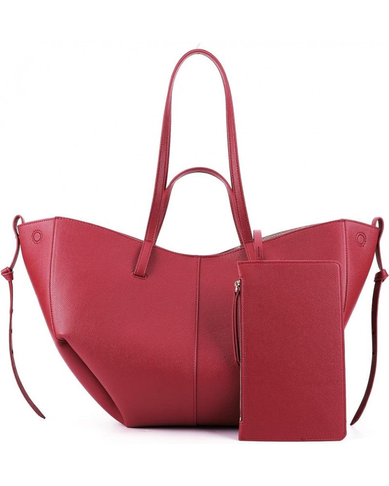 Tote Bag for Women Chic Leather Tote Handbag Fashion Large Shoulder Bags with Purse Underarm Bag Dumpling Bag Red $48.42 Totes