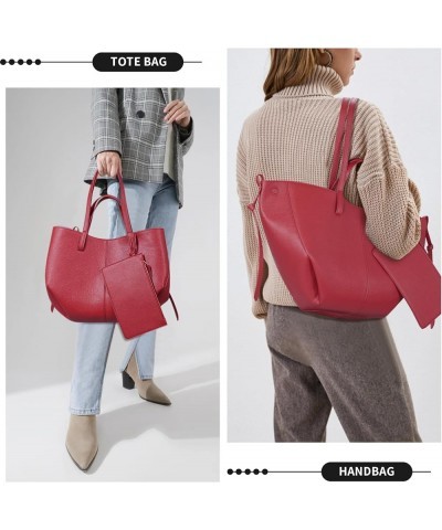 Tote Bag for Women Chic Leather Tote Handbag Fashion Large Shoulder Bags with Purse Underarm Bag Dumpling Bag Red $48.42 Totes