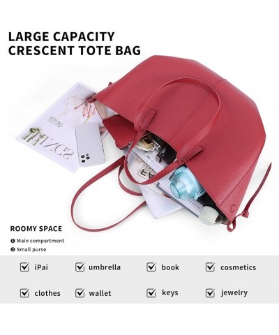 Tote Bag for Women Chic Leather Tote Handbag Fashion Large Shoulder Bags with Purse Underarm Bag Dumpling Bag Red $48.42 Totes