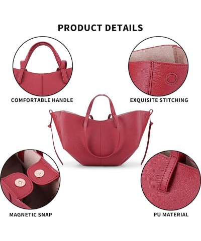 Tote Bag for Women Chic Leather Tote Handbag Fashion Large Shoulder Bags with Purse Underarm Bag Dumpling Bag Red $48.42 Totes