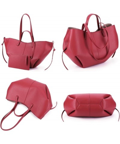 Tote Bag for Women Chic Leather Tote Handbag Fashion Large Shoulder Bags with Purse Underarm Bag Dumpling Bag Red $48.42 Totes