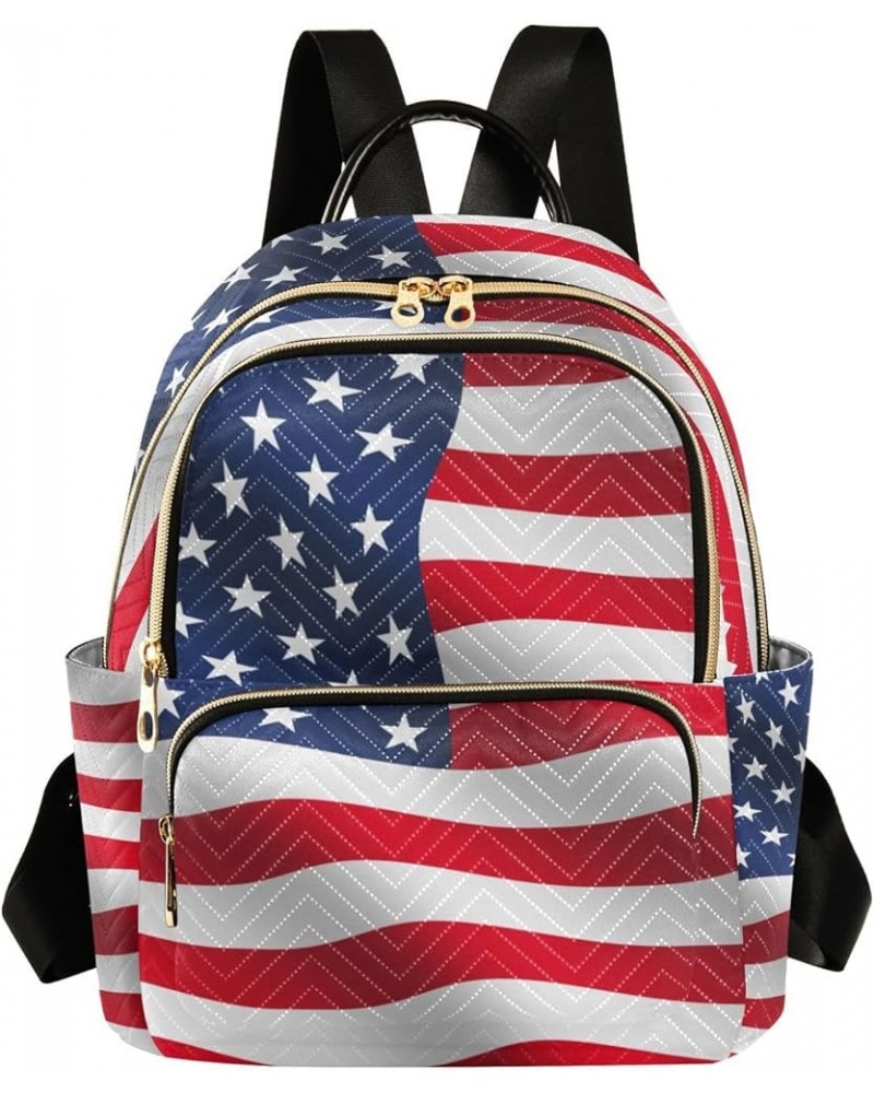 Small Backpack for Women Travel Bag Waving Usa American Flag Daypack Purse Fashion Shoulder Bag Rucksack Small B622 $12.22 Ba...