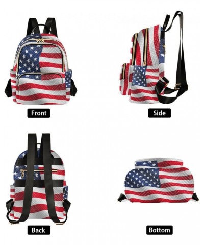 Small Backpack for Women Travel Bag Waving Usa American Flag Daypack Purse Fashion Shoulder Bag Rucksack Small B622 $12.22 Ba...