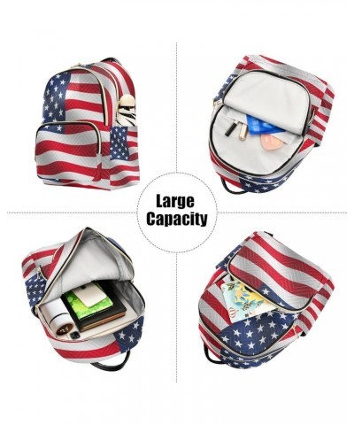 Small Backpack for Women Travel Bag Waving Usa American Flag Daypack Purse Fashion Shoulder Bag Rucksack Small B622 $12.22 Ba...