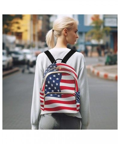 Small Backpack for Women Travel Bag Waving Usa American Flag Daypack Purse Fashion Shoulder Bag Rucksack Small B622 $12.22 Ba...