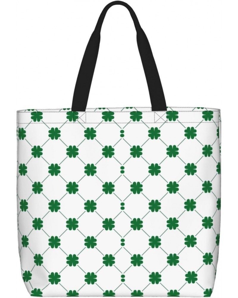 Women'S Soft Tote Shoulder Bag St-Patrick-Day-Green-Grass Foldable Travel Purse With Zipper Closure $14.22 Totes