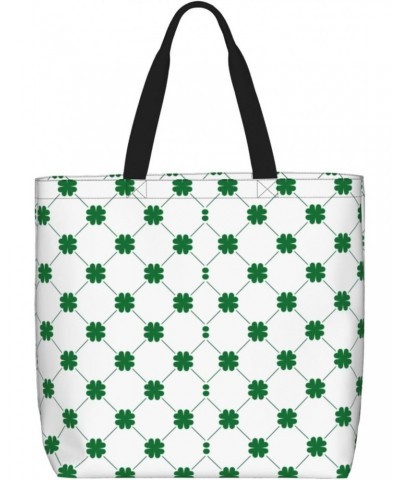 Women'S Soft Tote Shoulder Bag St-Patrick-Day-Green-Grass Foldable Travel Purse With Zipper Closure $14.22 Totes