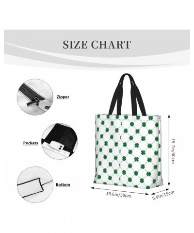 Women'S Soft Tote Shoulder Bag St-Patrick-Day-Green-Grass Foldable Travel Purse With Zipper Closure $14.22 Totes