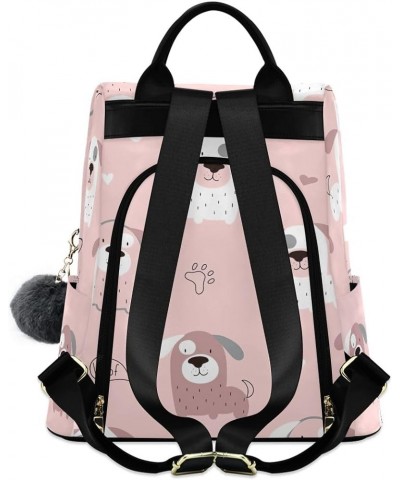 Cute Sheep Singer and Dog Women's Backpack Purse Anti Theft Casual Fashion Bag with Pompom Funny Pink White Dogs $20.67 Backp...