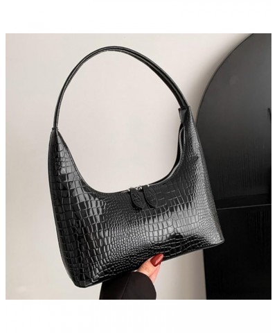 Top-Handle Bag PU Pattern Handbag All-Match Bag Women Shoulder Female Bag Clutch Bag Retro Classic Purse for Dail Black $10.3...