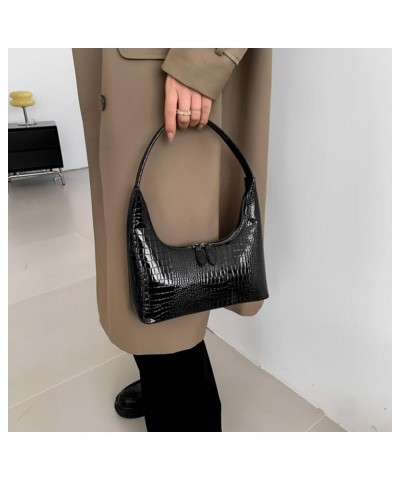 Top-Handle Bag PU Pattern Handbag All-Match Bag Women Shoulder Female Bag Clutch Bag Retro Classic Purse for Dail Black $10.3...