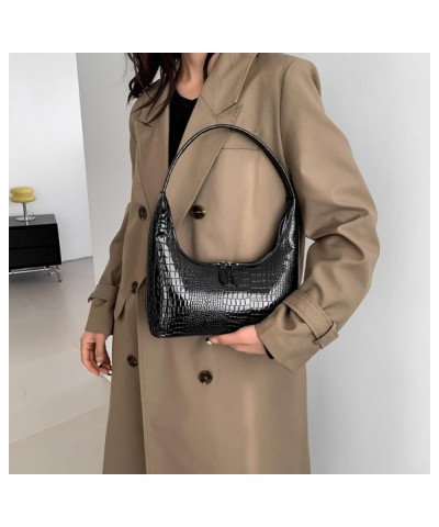 Top-Handle Bag PU Pattern Handbag All-Match Bag Women Shoulder Female Bag Clutch Bag Retro Classic Purse for Dail Black $10.3...