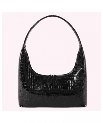 Top-Handle Bag PU Pattern Handbag All-Match Bag Women Shoulder Female Bag Clutch Bag Retro Classic Purse for Dail Black $10.3...