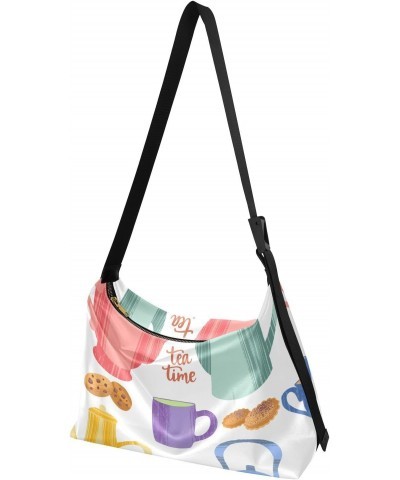 Kitchen Cups Tea Pot Hobo Shoulder Bag for Women Men PU Leather Crossbody Bag Slouchy Tote Handbags for Work Travel $19.79 Totes