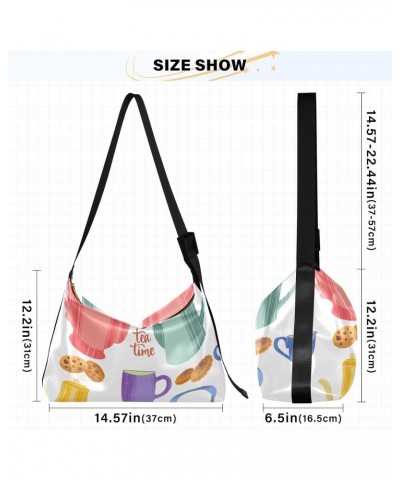 Kitchen Cups Tea Pot Hobo Shoulder Bag for Women Men PU Leather Crossbody Bag Slouchy Tote Handbags for Work Travel $19.79 Totes