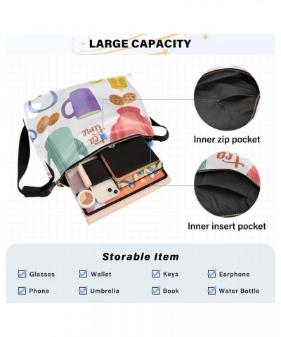 Kitchen Cups Tea Pot Hobo Shoulder Bag for Women Men PU Leather Crossbody Bag Slouchy Tote Handbags for Work Travel $19.79 Totes