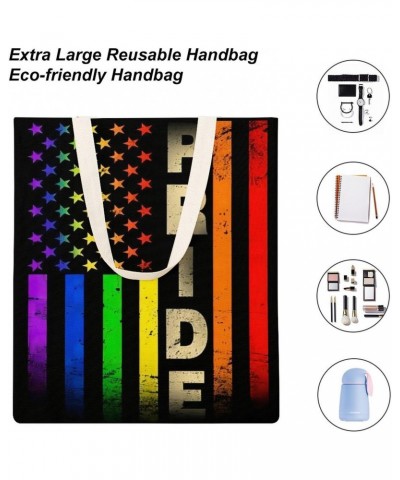 Gay Pride Rainbow American Flag CanvasTote Bag for Women Girl Canvas Shoulder Handbags Cute Large Purse $9.43 Totes