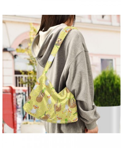 Cute Monkey Sloth Shoulder Tote Bags for Women Furry Crossbody bag Hobo Handbag Purses for College Work Travel $12.38 Totes