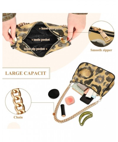 Small Chain Shoulder Bag for Women Yellow Cheetah Leopard Print Hobo Handbags Tote Clutch Bag Ladies Crossbody Bag Purse with...