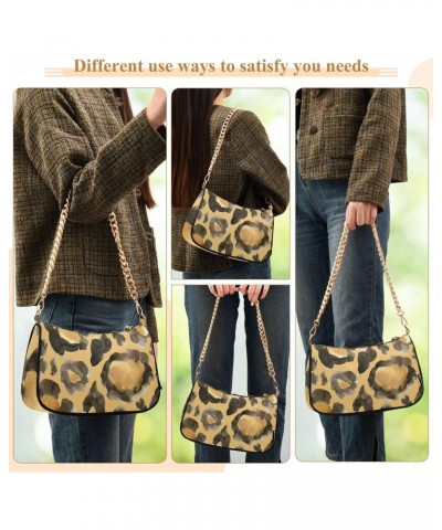 Small Chain Shoulder Bag for Women Yellow Cheetah Leopard Print Hobo Handbags Tote Clutch Bag Ladies Crossbody Bag Purse with...