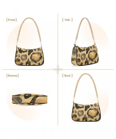 Small Chain Shoulder Bag for Women Yellow Cheetah Leopard Print Hobo Handbags Tote Clutch Bag Ladies Crossbody Bag Purse with...