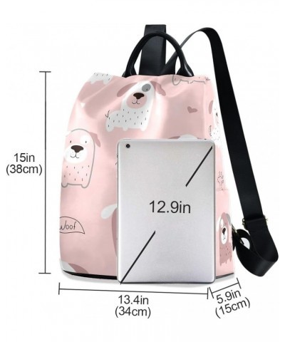 Cute Sheep Singer and Dog Women's Backpack Purse Anti Theft Casual Fashion Bag with Pompom Funny Pink White Dogs $20.67 Backp...