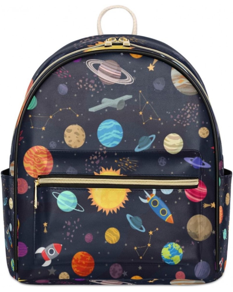 Galaxy Space Mini Backpack Purse for Women, Cartoon Planet Small Backpack Leather Casual Daypacks Ladies Shoulder Bags $25.75...