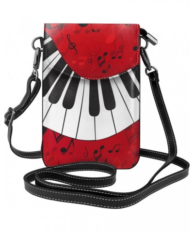 Abstract Piano with Scores Small Flip Crossbody Bag Cell Phone Pouch for Women Wallet Bag Coin Purse $16.31 Crossbody Bags