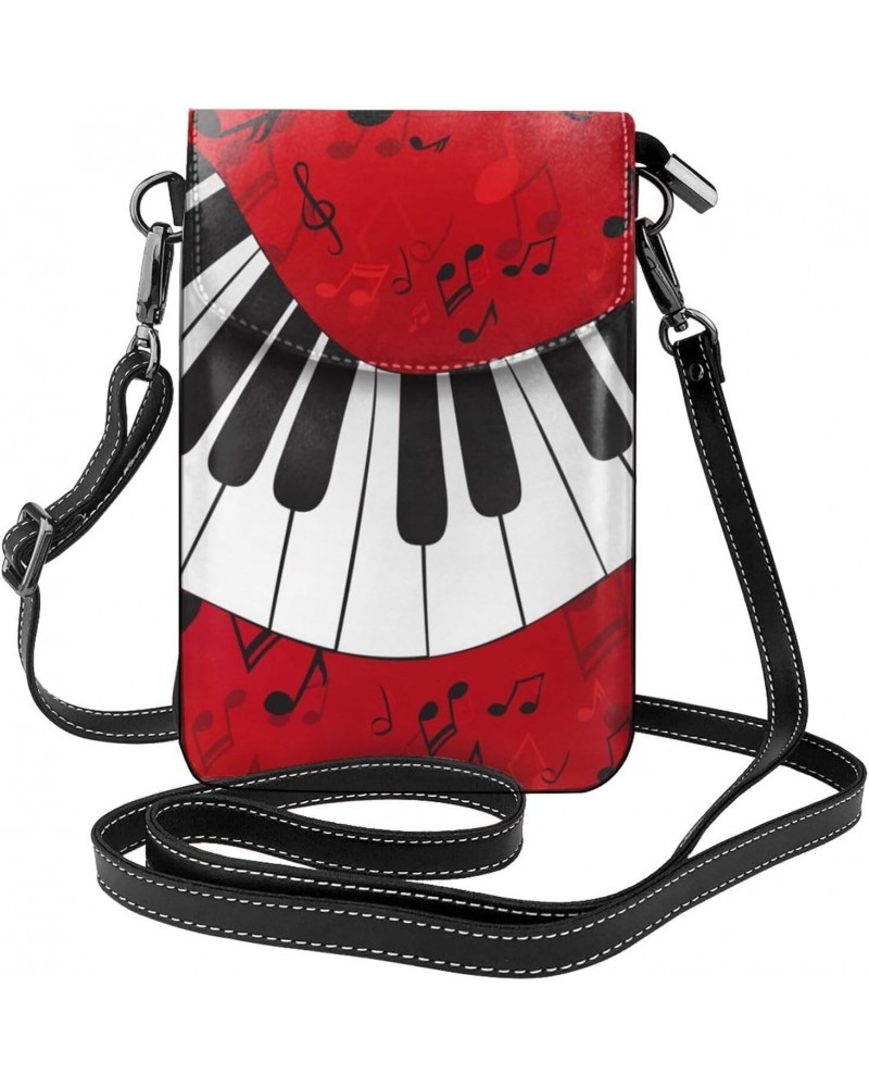 Abstract Piano with Scores Small Flip Crossbody Bag Cell Phone Pouch for Women Wallet Bag Coin Purse $16.31 Crossbody Bags