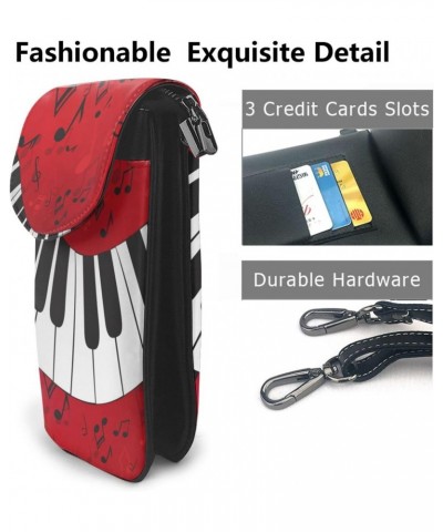 Abstract Piano with Scores Small Flip Crossbody Bag Cell Phone Pouch for Women Wallet Bag Coin Purse $16.31 Crossbody Bags