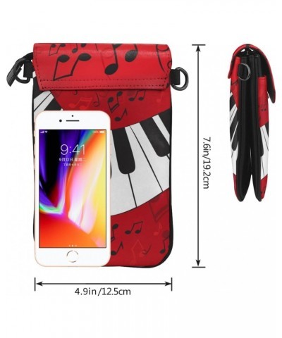 Abstract Piano with Scores Small Flip Crossbody Bag Cell Phone Pouch for Women Wallet Bag Coin Purse $16.31 Crossbody Bags