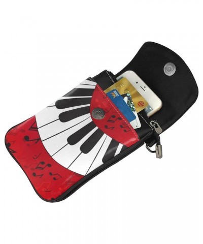 Abstract Piano with Scores Small Flip Crossbody Bag Cell Phone Pouch for Women Wallet Bag Coin Purse $16.31 Crossbody Bags