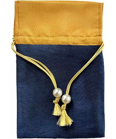 Drawstring Jewelry Pouch by Marisa D'Amico Blue + Gold - Flat Pouch $7.07 Others