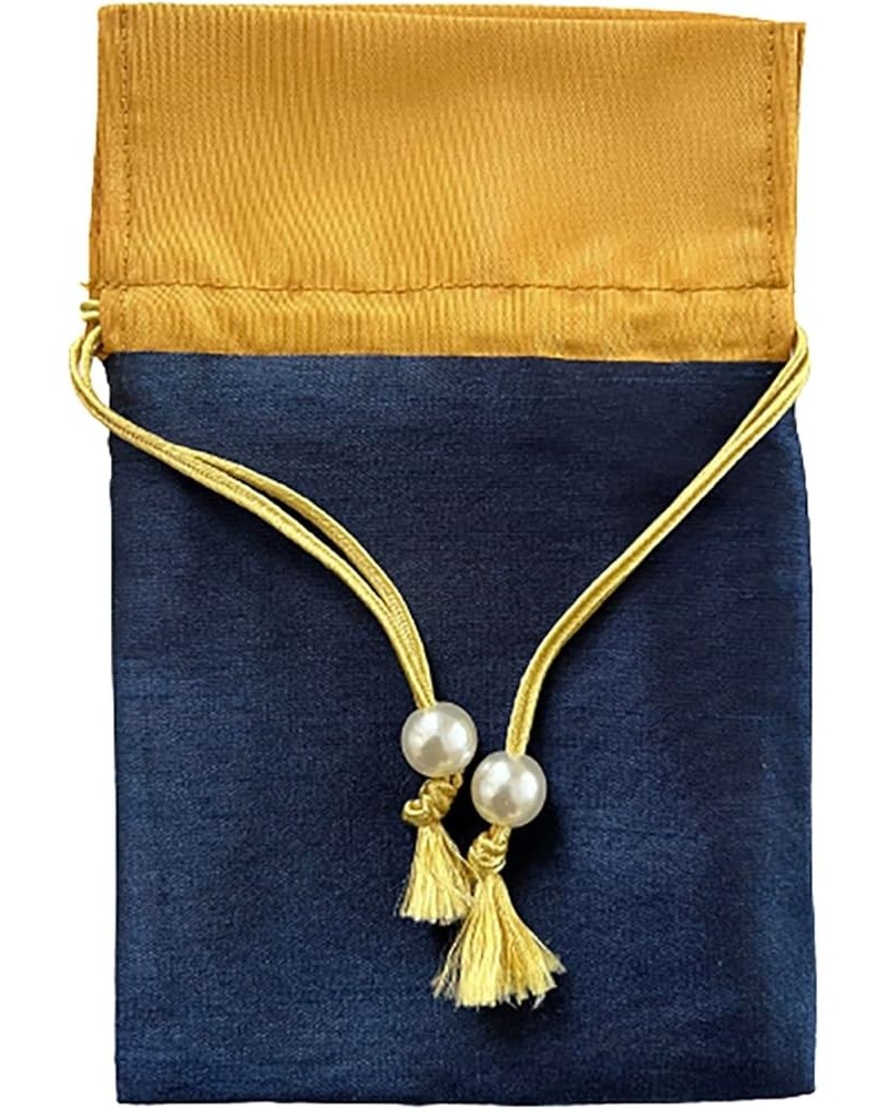 Drawstring Jewelry Pouch by Marisa D'Amico Blue + Gold - Flat Pouch $7.07 Others