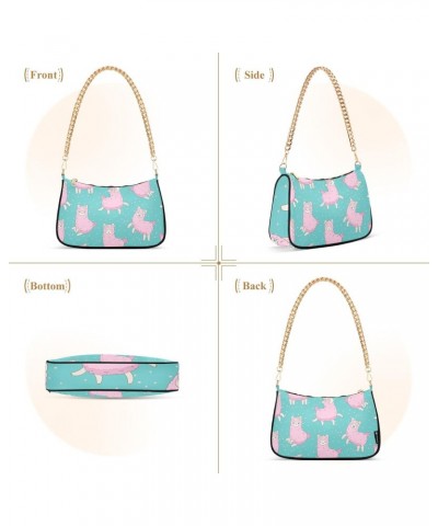 Pink Llama Shoulder Bags for Women Small Handbags Mini Clutch Purse $12.90 Shoulder Bags