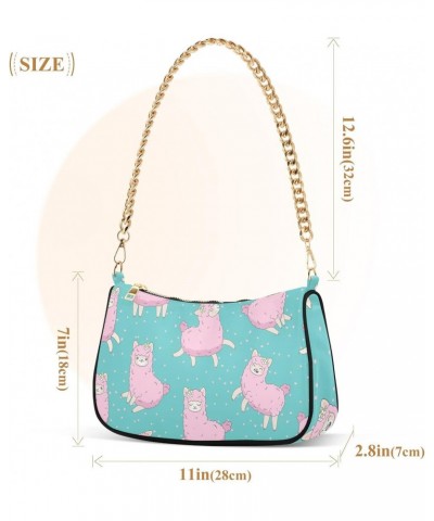 Pink Llama Shoulder Bags for Women Small Handbags Mini Clutch Purse $12.90 Shoulder Bags