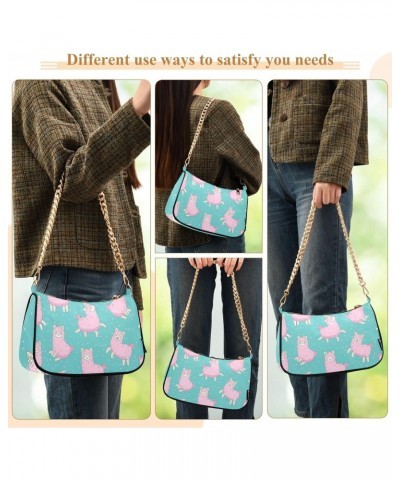 Pink Llama Shoulder Bags for Women Small Handbags Mini Clutch Purse $12.90 Shoulder Bags