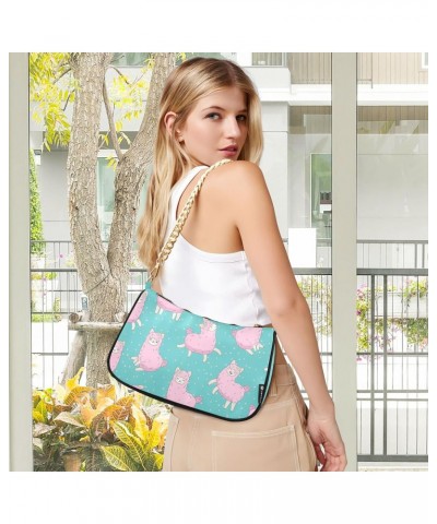 Pink Llama Shoulder Bags for Women Small Handbags Mini Clutch Purse $12.90 Shoulder Bags