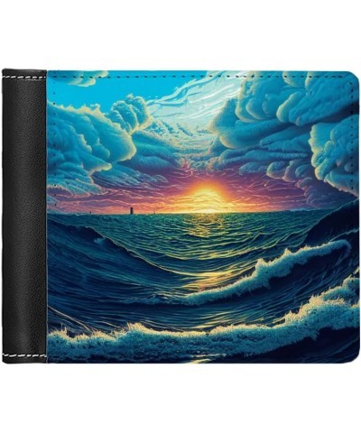 Wave Men's Wallet - Water Wallet - Printed Wallet (Black) Black $15.59 Wallets