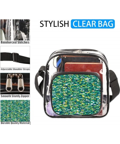 Flamingos Pattern Clear Crossbody Bag Clear Messenger Bag Shoulder Bags Clear Purse Stadium Approved Boho Green Flowers $10.2...