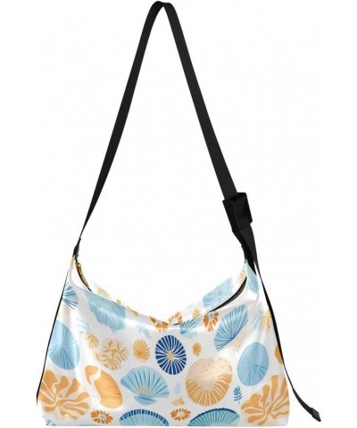 Beautiful Seashell Leaf Blossom Women's Leather Hobo Handbag Shoulder Bag Crossbody Casual Large Tote Bag Purse $15.18 Totes