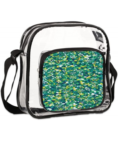 Flamingos Pattern Clear Crossbody Bag Clear Messenger Bag Shoulder Bags Clear Purse Stadium Approved Boho Green Flowers $10.2...