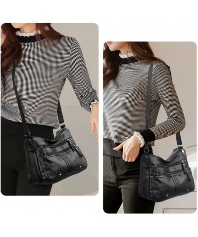 Shoulder Bag for Women Soft PU Leather Crossbody Purse Multi-pocket Travel Shoulder Purse Casual Satchel Grey $19.79 Satchels